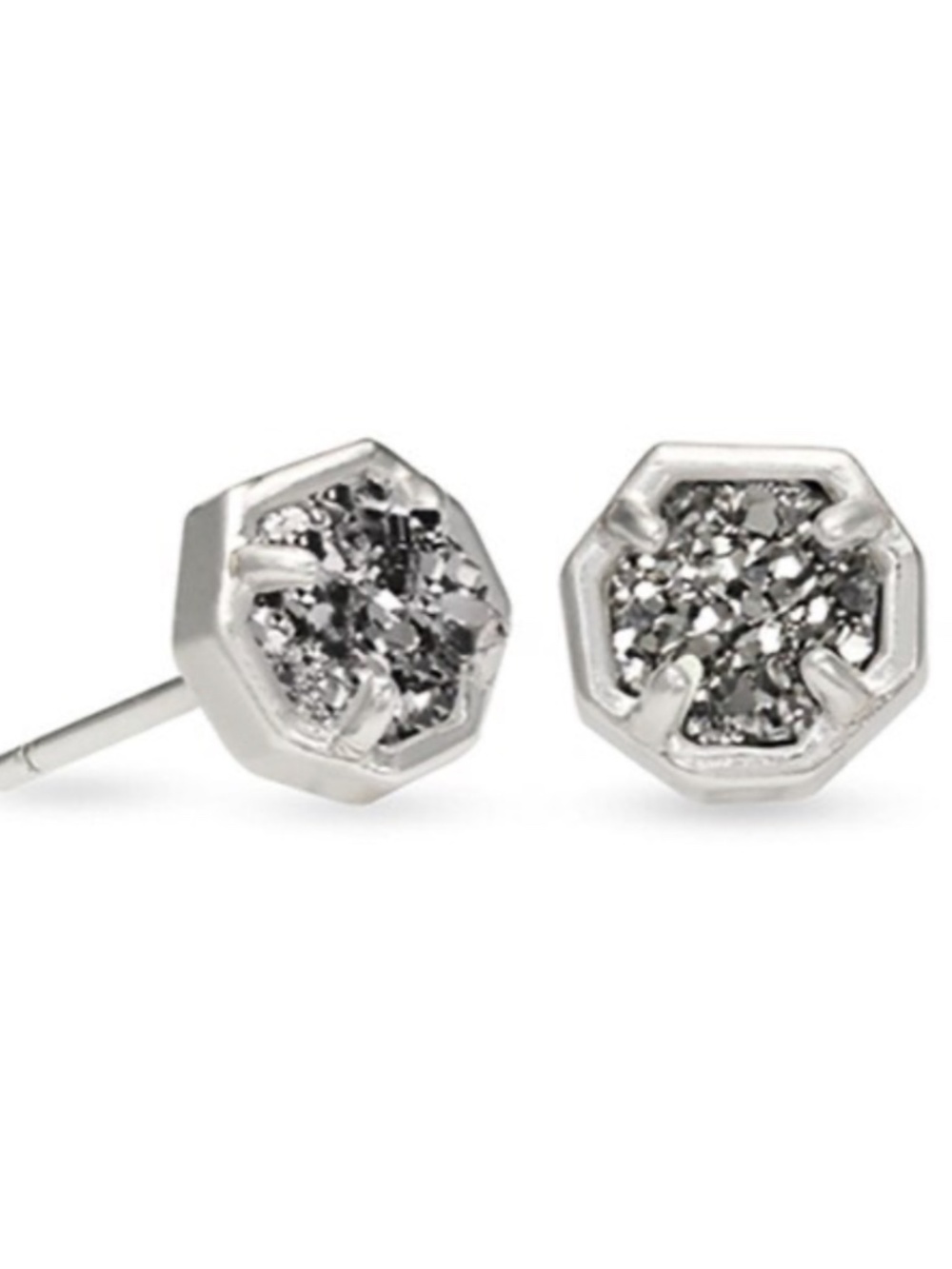 Kendra Scott Nola Silver Stud Earrings in Platinum Drusy